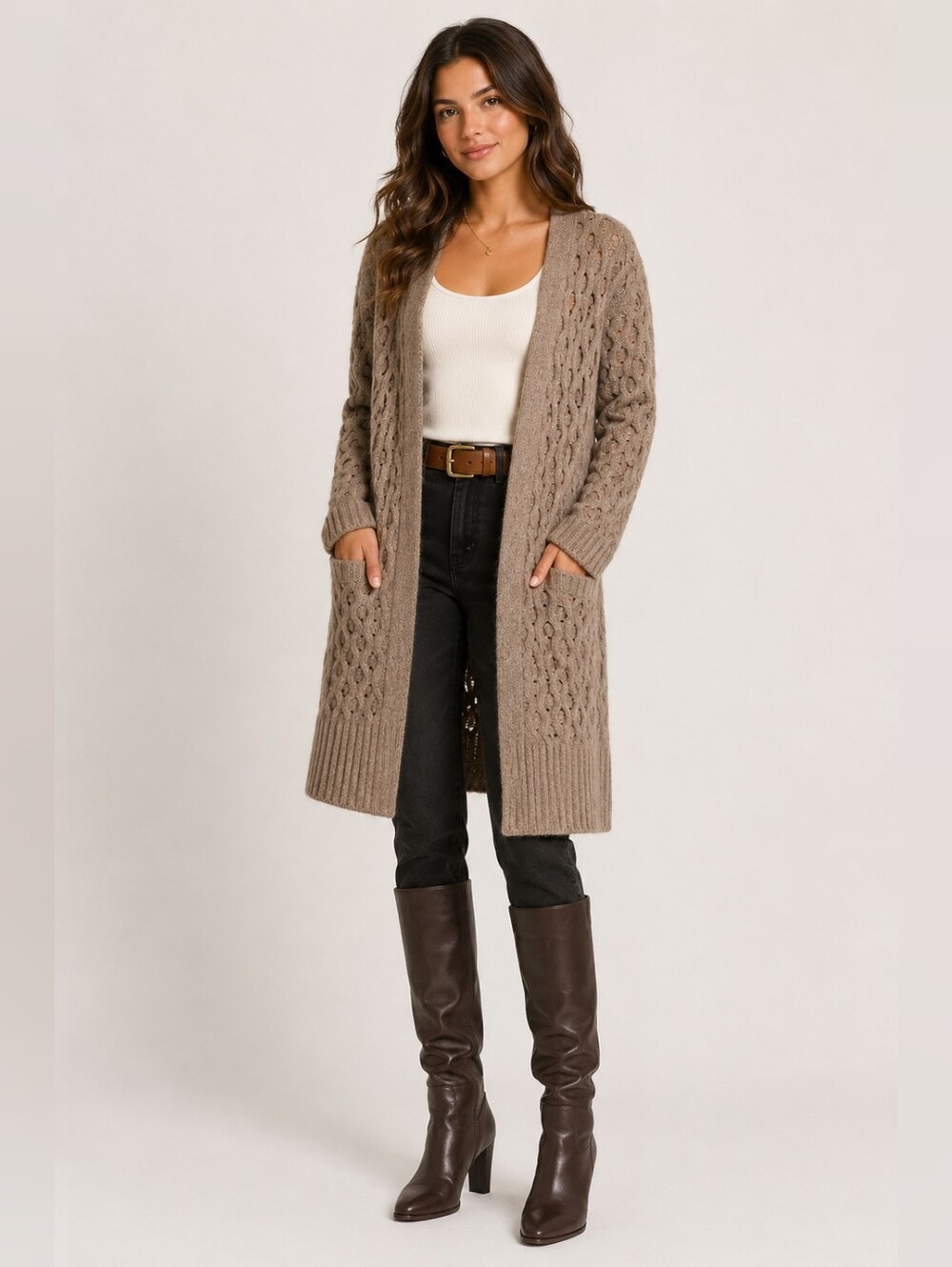 Made in Italy Knit Longline Cardigan Sweater